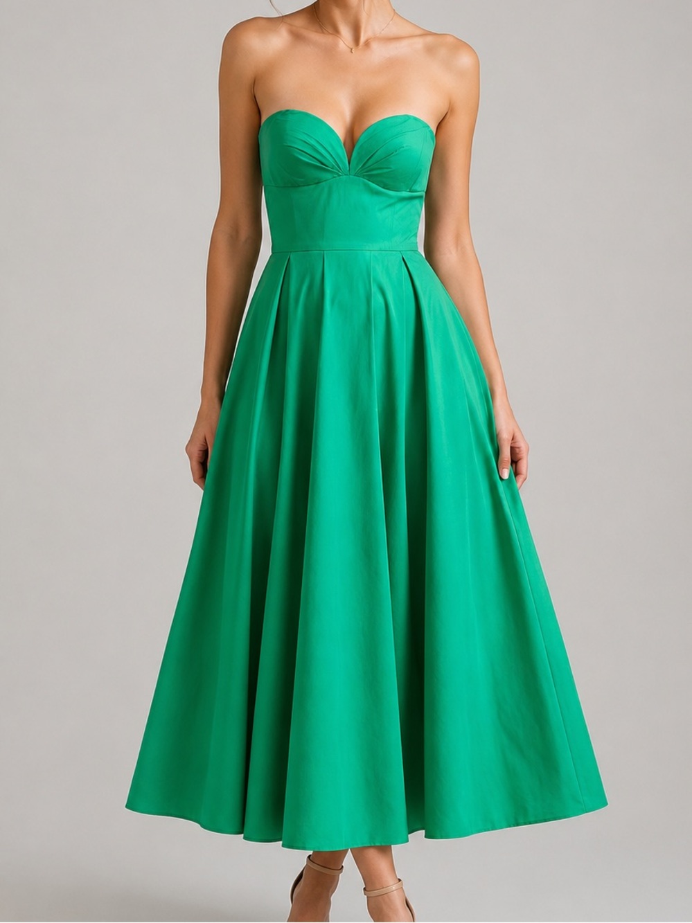 🆕 💚Gracia Emerald Green Satin Midi Dress Bloomingdale’s Size L Slip Dress Party